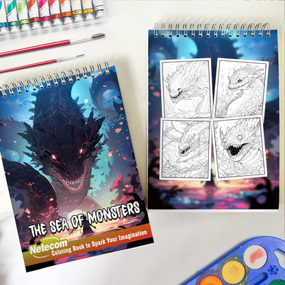 The Sea of Monsters Spiral Bound Coloring Book, Dive into the Abyss with 30 Enchanting Coloring Pages, Exploring the Mysterious World of the Sea of Monsters