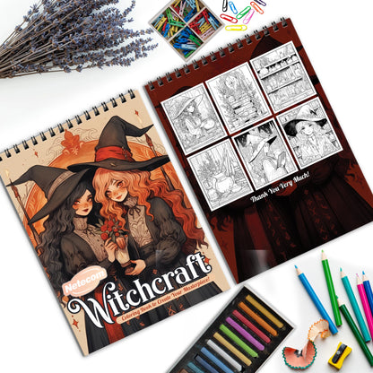 Witchcraft Spiral Bound Coloring Book, Spellbinding Witchcraft Scenes for a Mystical Adventure, Ideal for Fans of Magic and the Occult