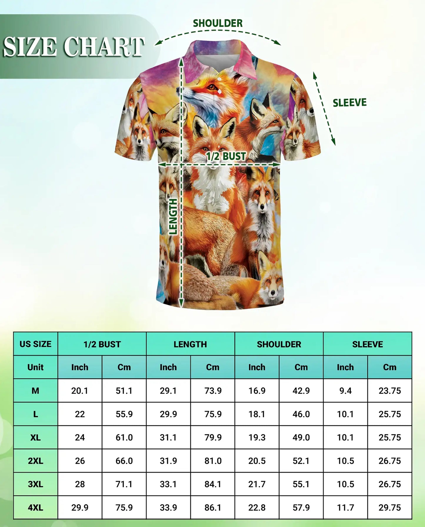 Fox Polo Shirt – Colorful Wildlife Animal Print | Netecom