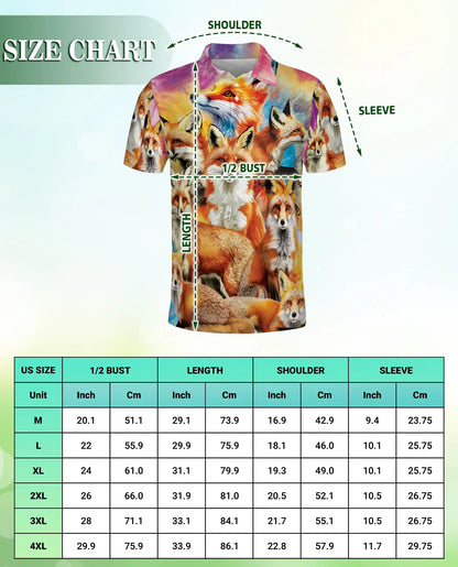 Fox Polo Shirt – Colorful Wildlife Animal Print | Netecom