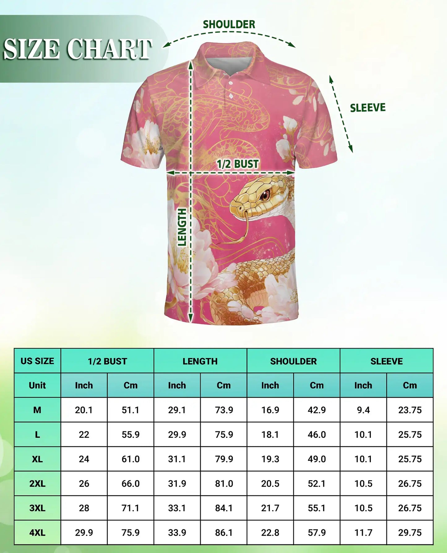 Snake Floral Polo Shirt – Gold Serpent Print | Netecom