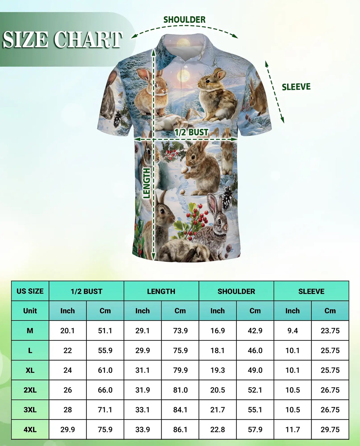 Winter Rabbit Polo Shirt – Snow Bunny Woodland Print | Netecom