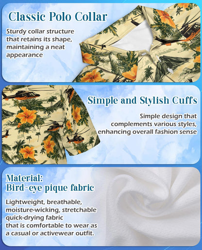 Helicopter Tropical Polo Shirt for Men – Island Aviation Style | Netecom
