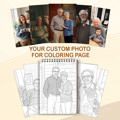 Custom Photo Coloring Book for Grandma & Grandpa, Personalized Memory Gift