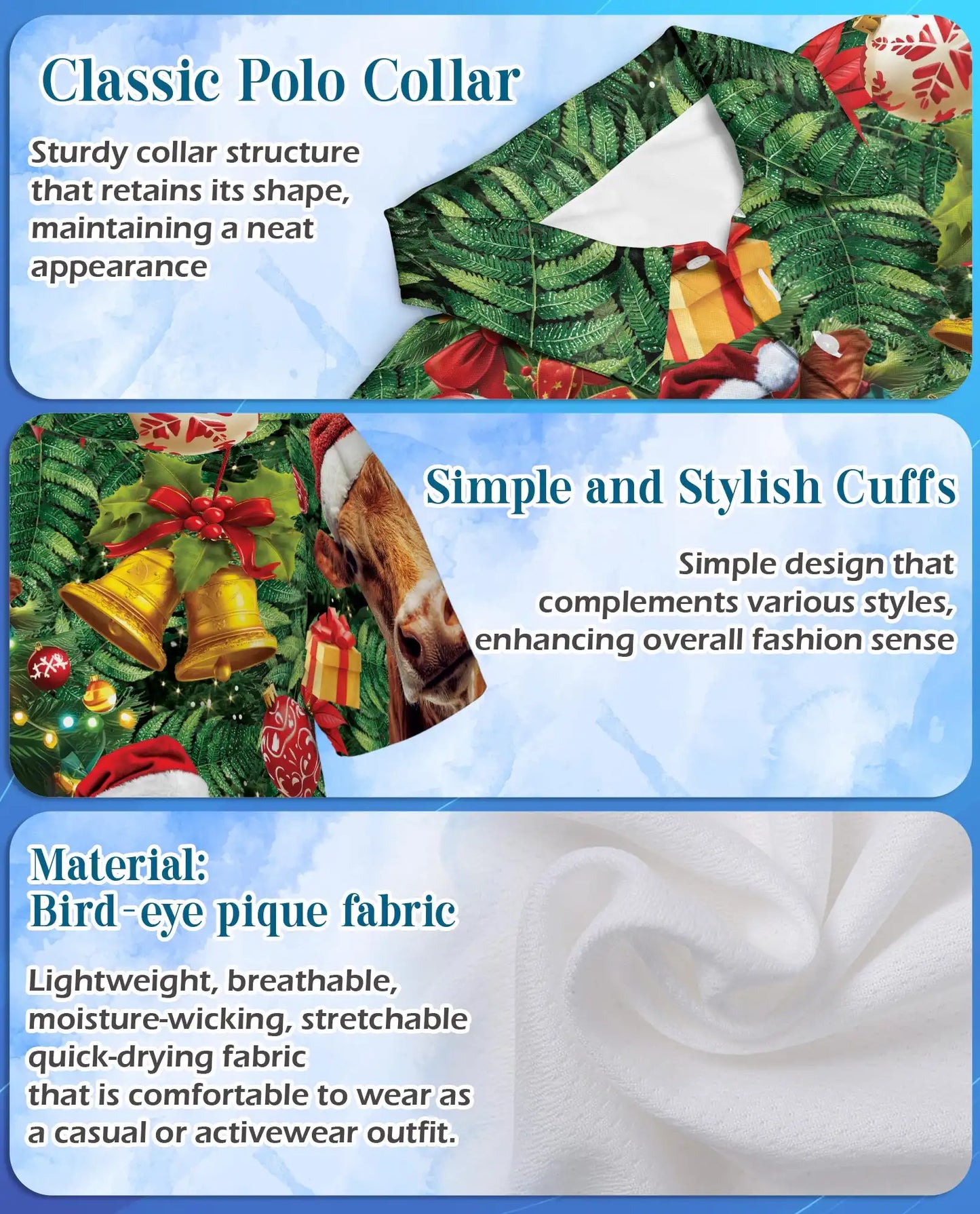 Christmas Cow Farm 3D Polo Shirt for Men – Funny Holiday Ranch Style | Netecom