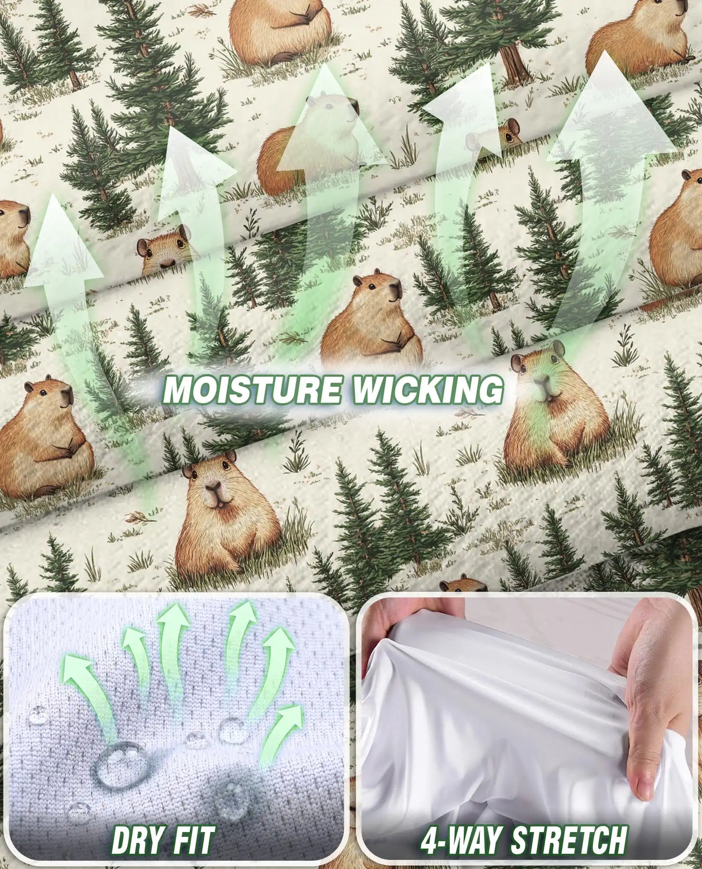Watercolor Capybara Forest Pattern Sleeveless Polo Shirt for Women| Netecom