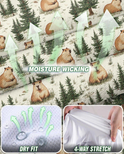 Watercolor Capybara Forest Pattern Sleeveless Polo Shirt for Women| Netecom