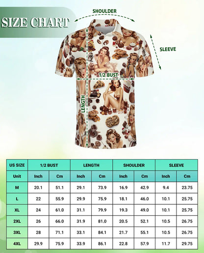 Vintage Pin Up Chocolate Polo Shirt - Retro Sweet Treat Style | Netecom
