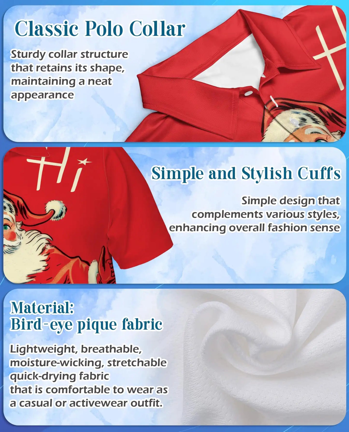 Santa Polo Shirt for Men – Christmas Holiday Festive Tee | Netecom