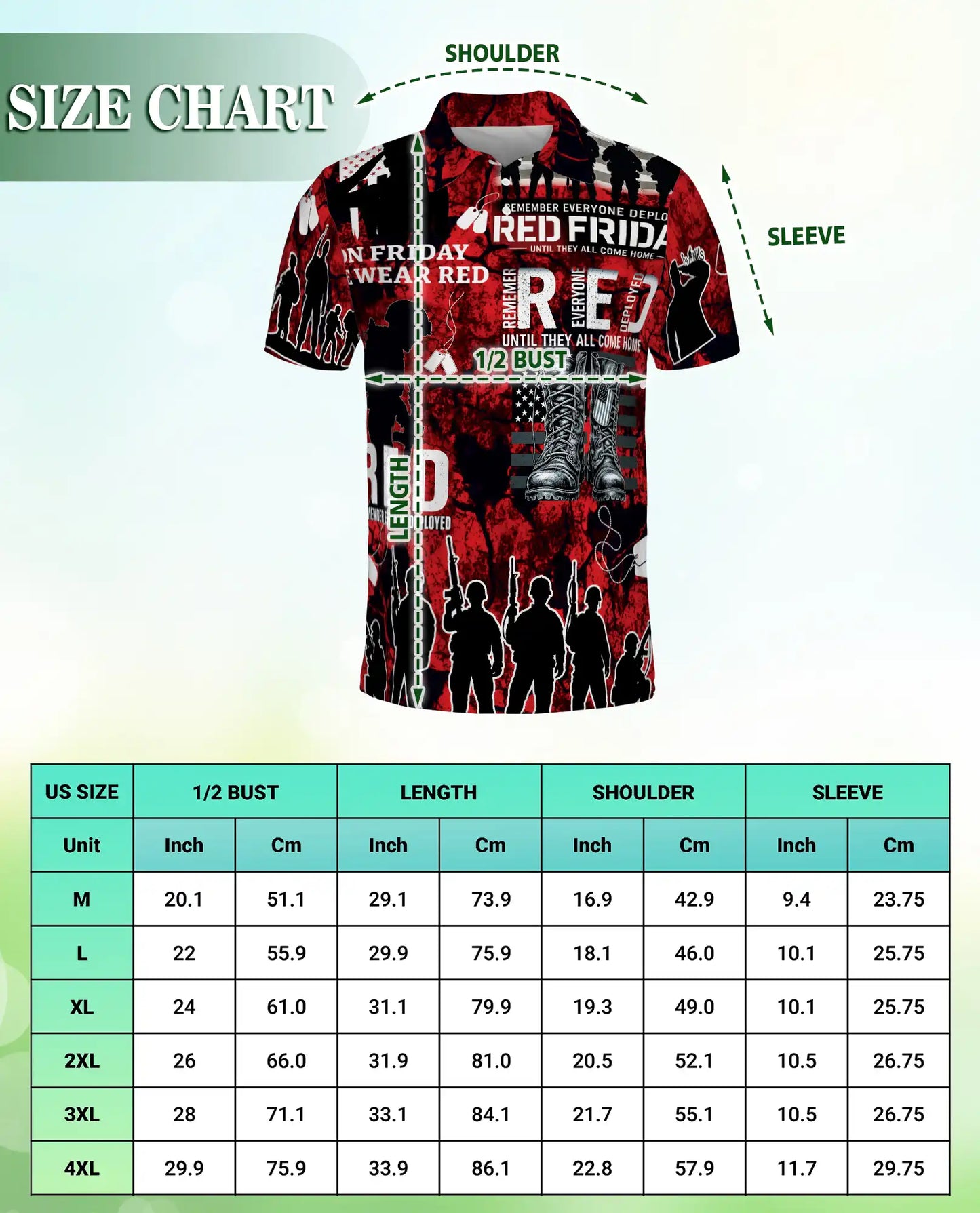 Military Support Patriotic Polo Shirt-Red Friday Inspired Design | Netecom
