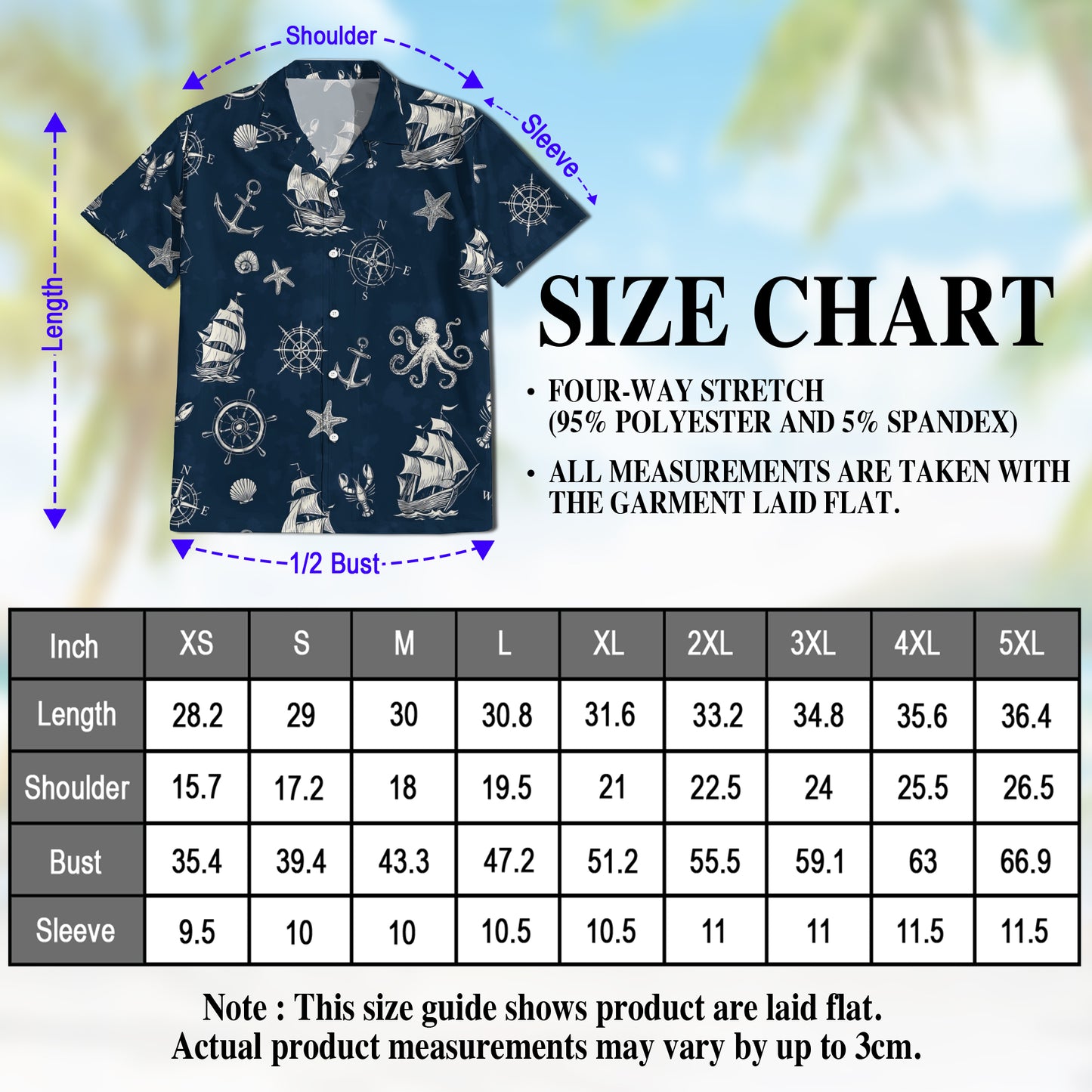 Netecom Tropical Anchor Hawaiian Shirt for Men Women, Sea Animal Button Down Summer Beach Short Sleeve Shirts