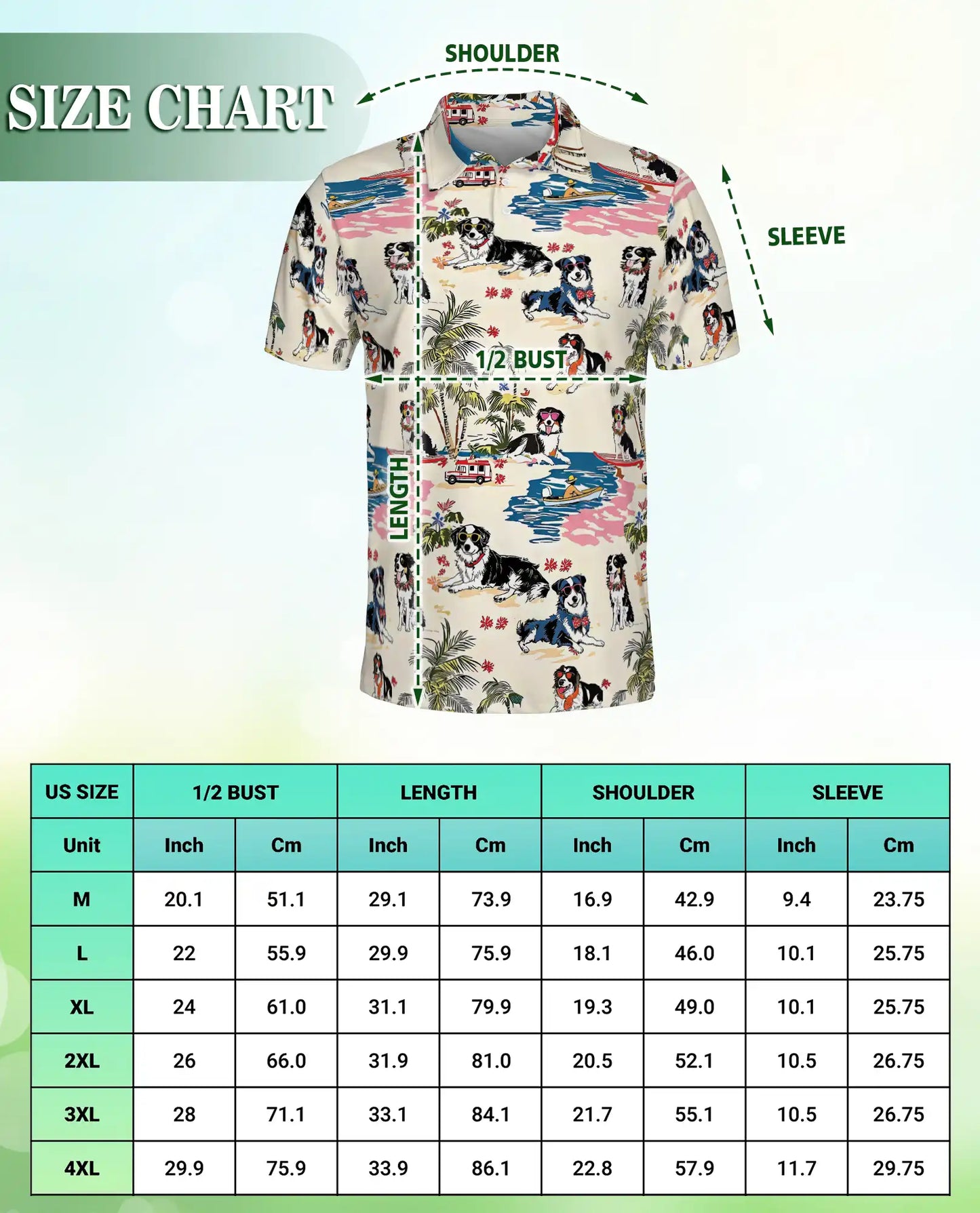Australian Shepherd Dog Polo Shirt – Tropical Beach Print | Netecom