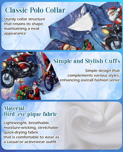 Driving with Santa Claus Polo Shirt for Men – Christmas Holiday Fun | Netecom