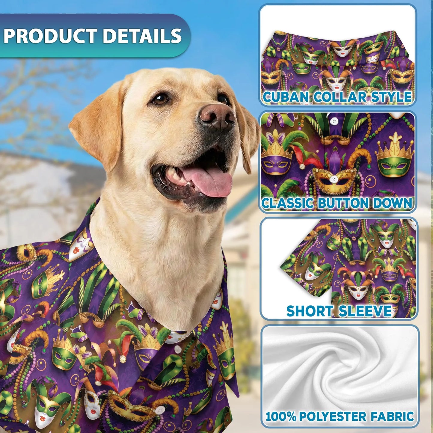 Happy Mardi Gras Hawaiian Shirts – Matching Dog and Owner Fun Tropical Beach Outfit