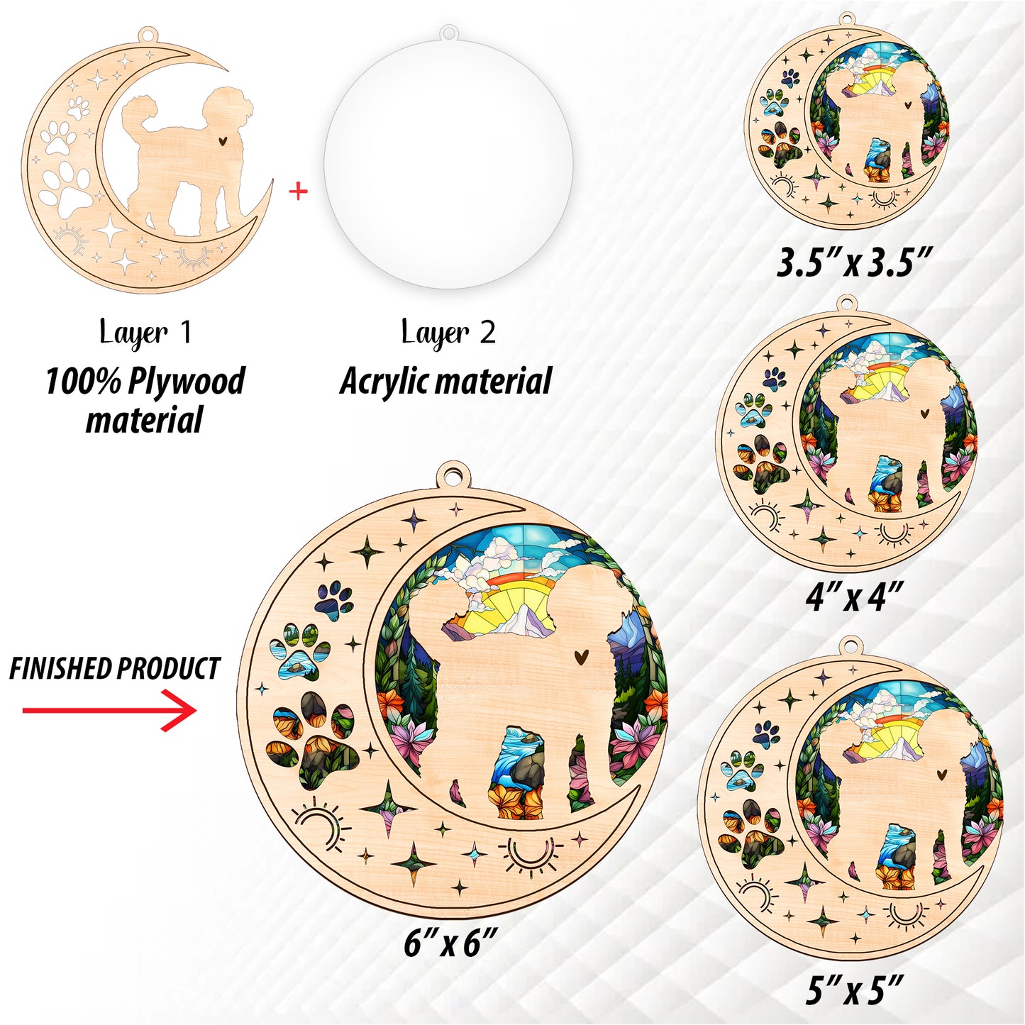 Netecom Labradoodle Dog Memorial Suncatcher, Personalized Labradoodle Christmas Ornament with Name Date Bereavement Gifts for Loss of Pet, Dog Death Sympathy Gift for Pet Loss Sun Catchers