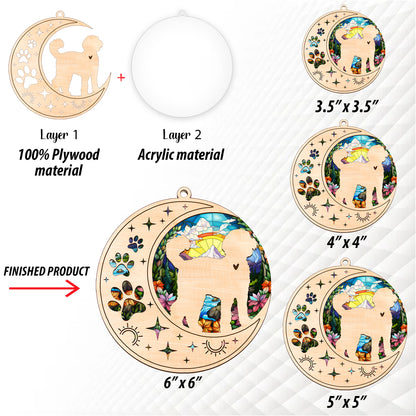 Netecom Labradoodle Dog Memorial Suncatcher, Personalized Labradoodle Christmas Ornament with Name Date Bereavement Gifts for Loss of Pet, Dog Death Sympathy Gift for Pet Loss Sun Catchers
