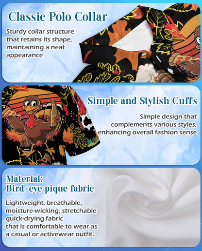 Funny Thanksgiving Turkey Polo Shirt for Men – Holiday Pattern Style | Netecom