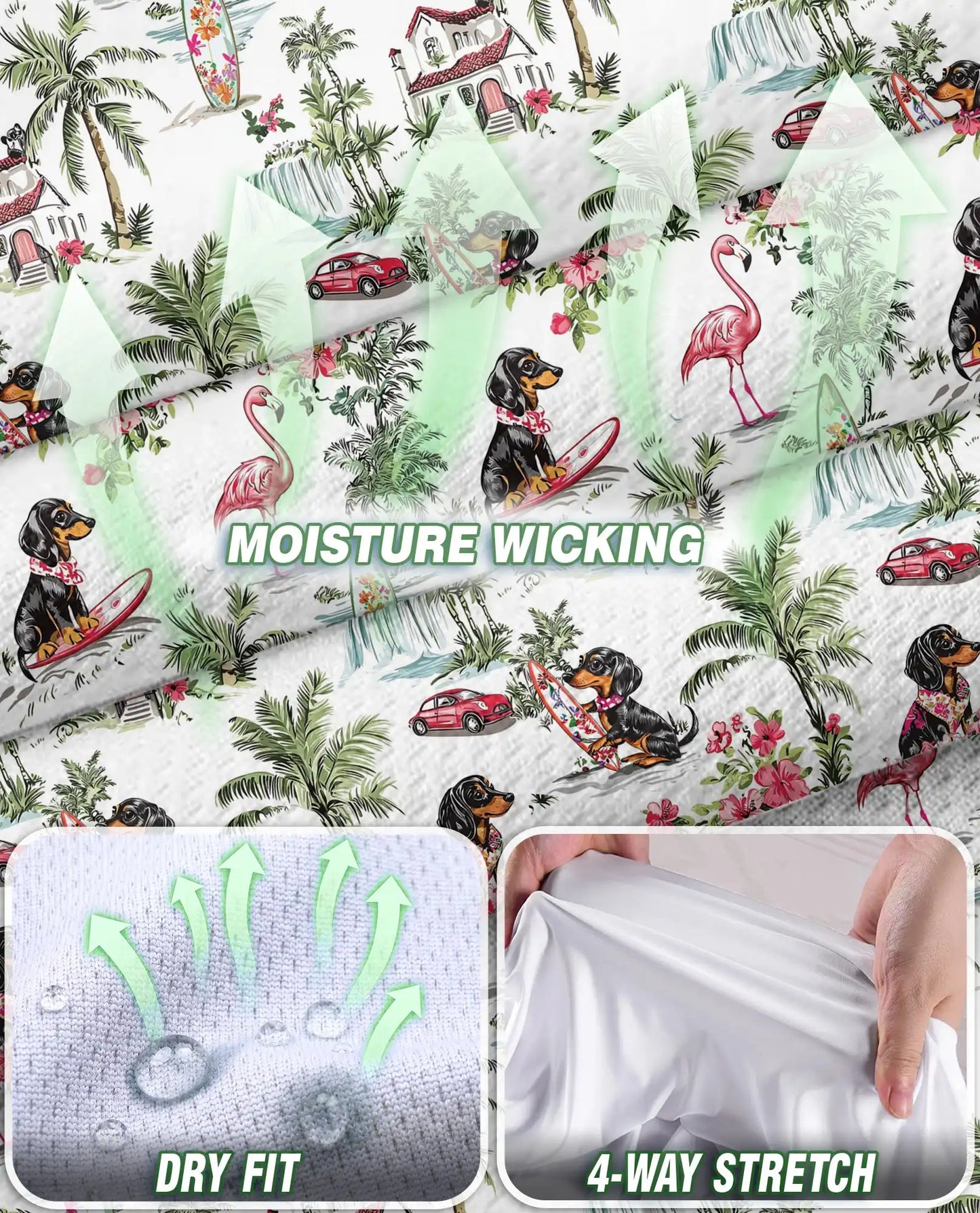 Dachshund Flamingo Tropical Sleeveless Polo Shirt for Women | Netecom