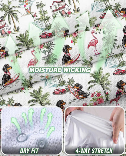 Dachshund Flamingo Tropical Sleeveless Polo Shirt for Women | Netecom