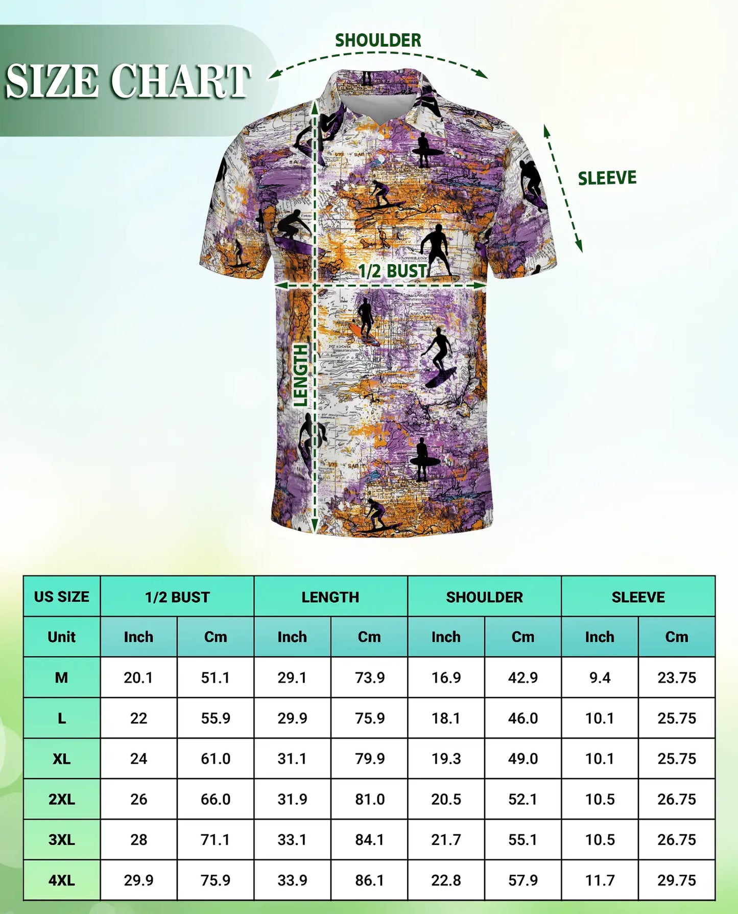 Surfing Map 3D Polo Shirt for Men | Netecom