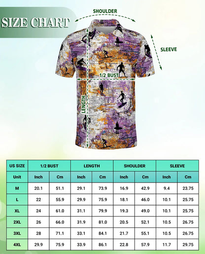 Surfing Map 3D Polo Shirt for Men | Netecom