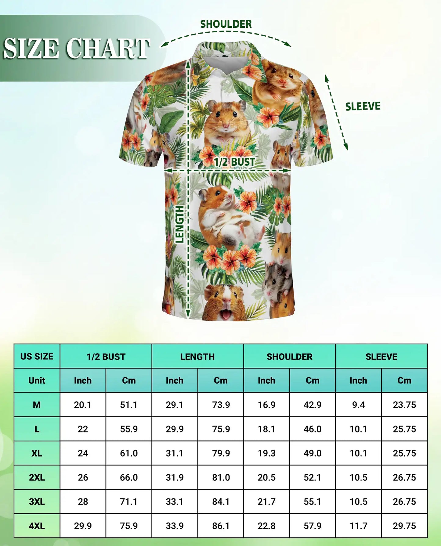 Hamster Polo Shirt – Tropical Hibiscus Pet Print | Netecom