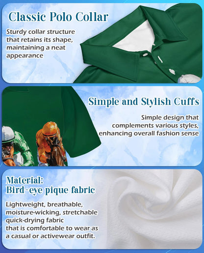 Green Horse Racing Polo Shirt for Men – Equestrian Sport Style | Netecom