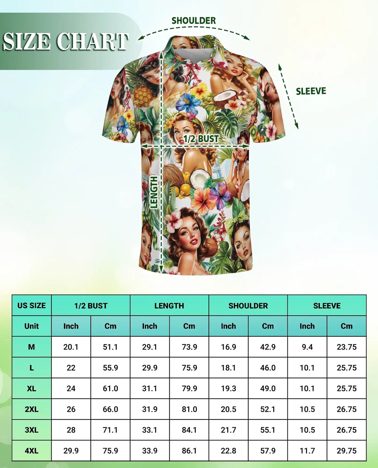 Tropical Pin Up Polo Shirt - Vintage Island Beauty Style | Netecom