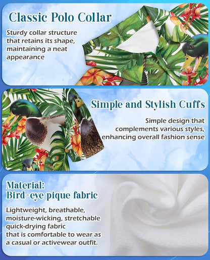 Mallard Duck Tropical Hawaiian Polo Shirt-Exotic Floral Design | Netecom