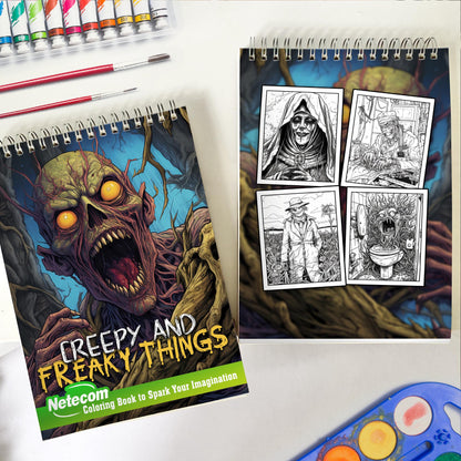 Creepy And Freaky Things Spiral Bound Coloring Book, Unleash Your Artistic Talents in the Realm of the Bizarre with 30 Charming Creepy and Freaky Things Coloring Pages for Coloring Enthusiasts to Embrace the Dark and Unsettling