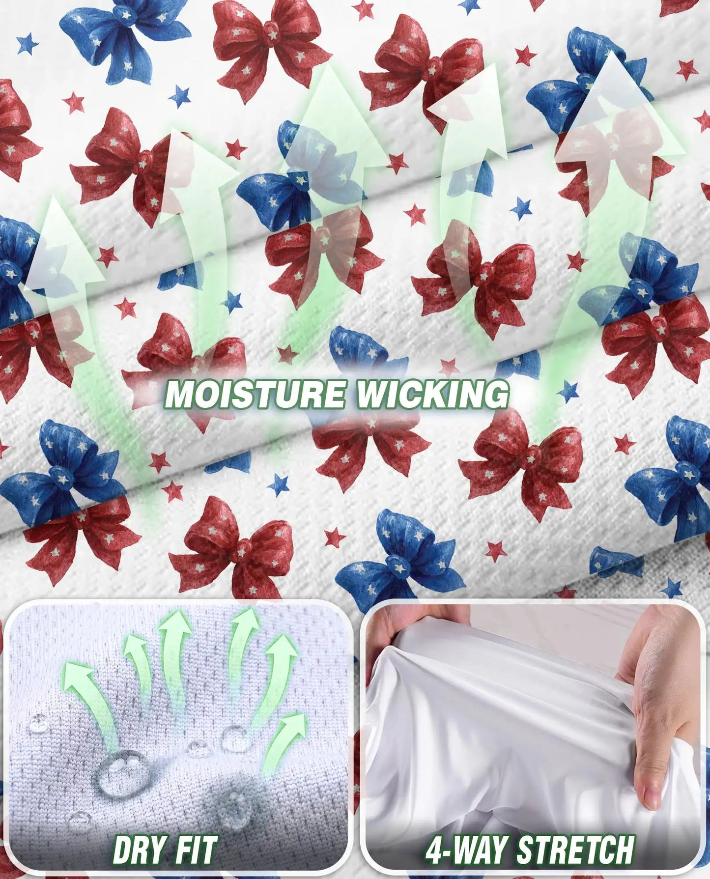 Patriotic Bow Print Sleeveless Polo Shirt for Women | Netecom