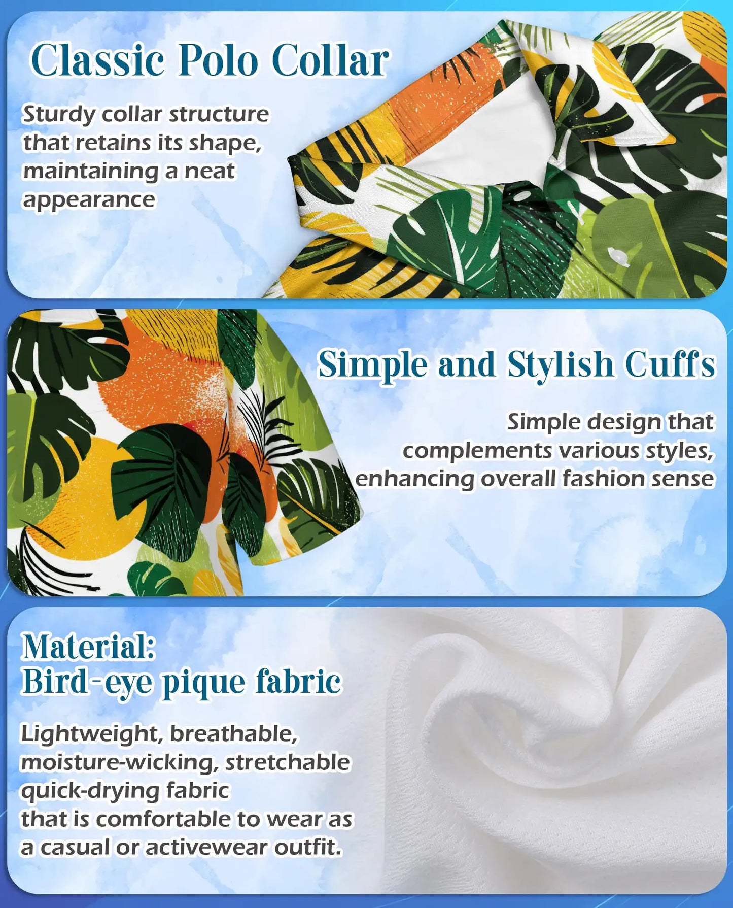 Tropical Citrus Leaf Polo Shirt - Modern Summer Resort Style | Netecom