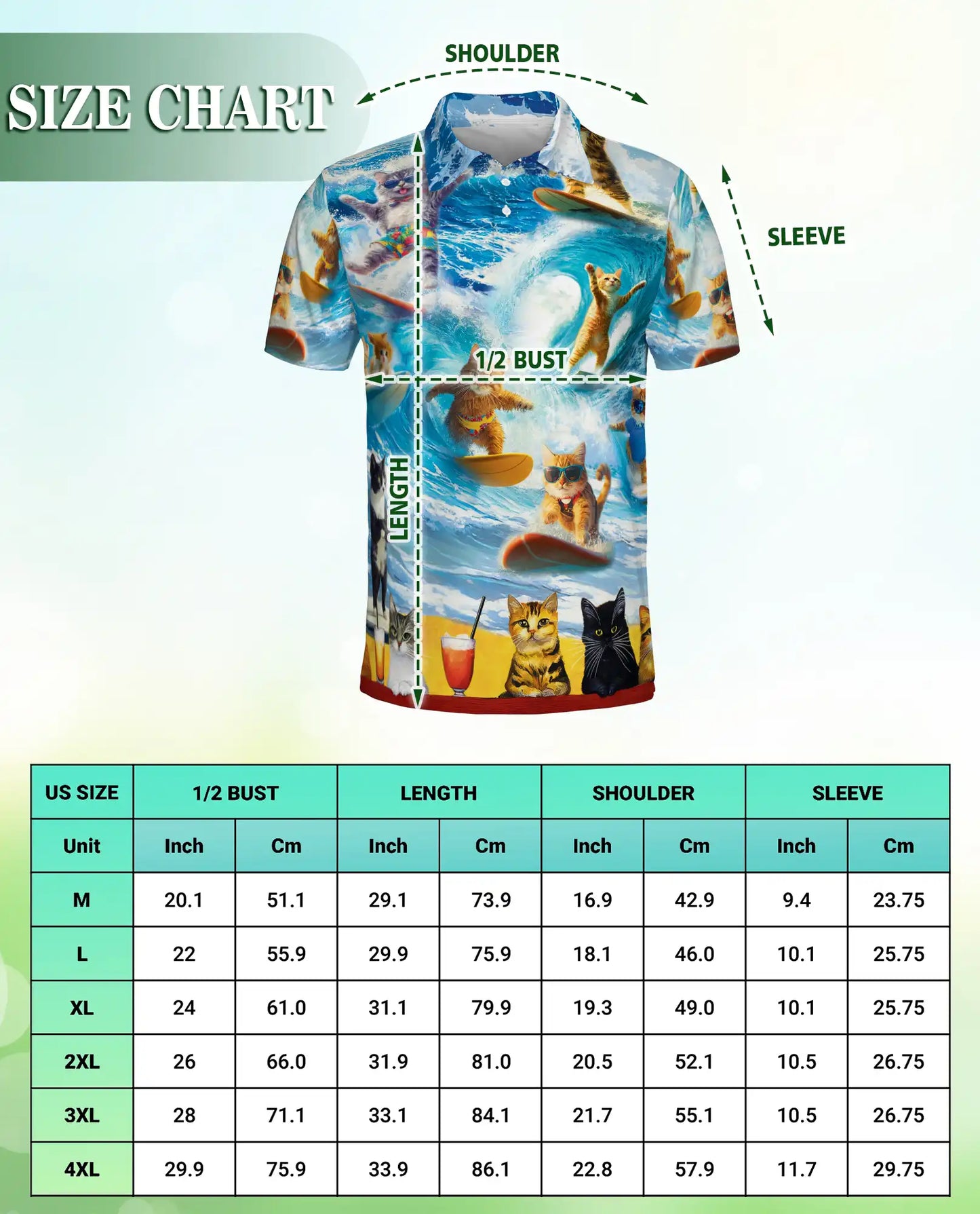 Surfing Cat 3D Polo Shirt for Men – Funny Beach Summer Style | Netecom