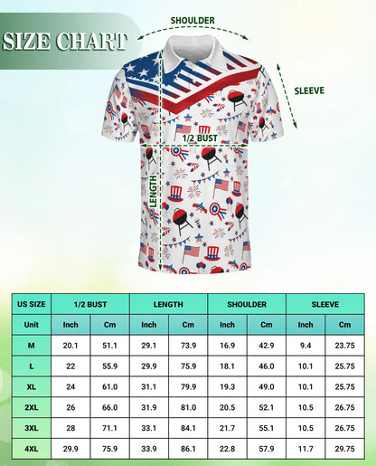 4th of July BBQ Hawaiian Polo Shirt for Men Patriotic American Flag Cookout Party Shirt | Netecom
