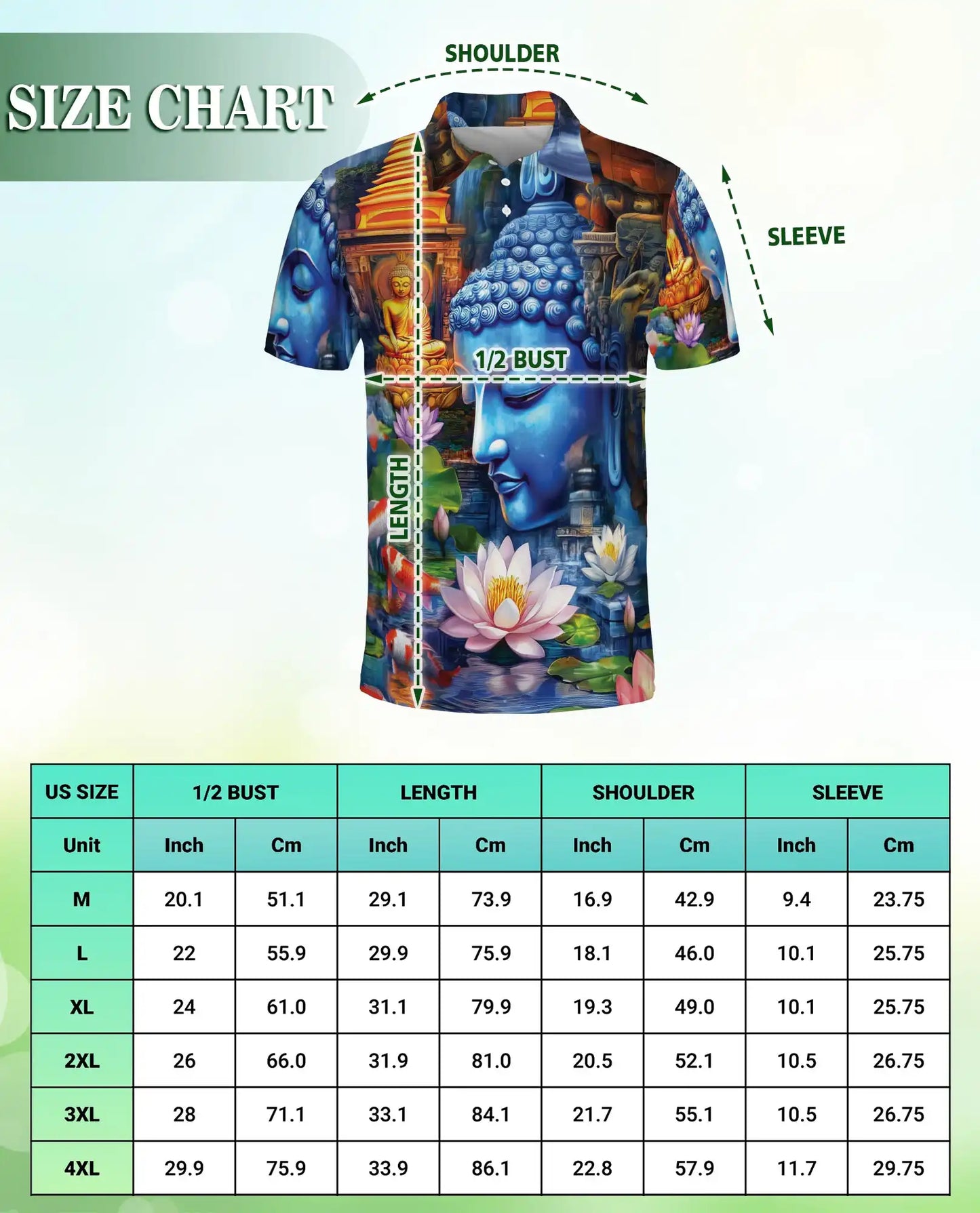Buddha Lotus 3D Polo Shirt for Men – Spiritual Zen Art Style | Netecom