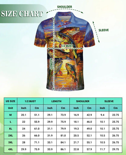 Bass Fishing Polo Shirt – Sunset Lake Print | Netecom