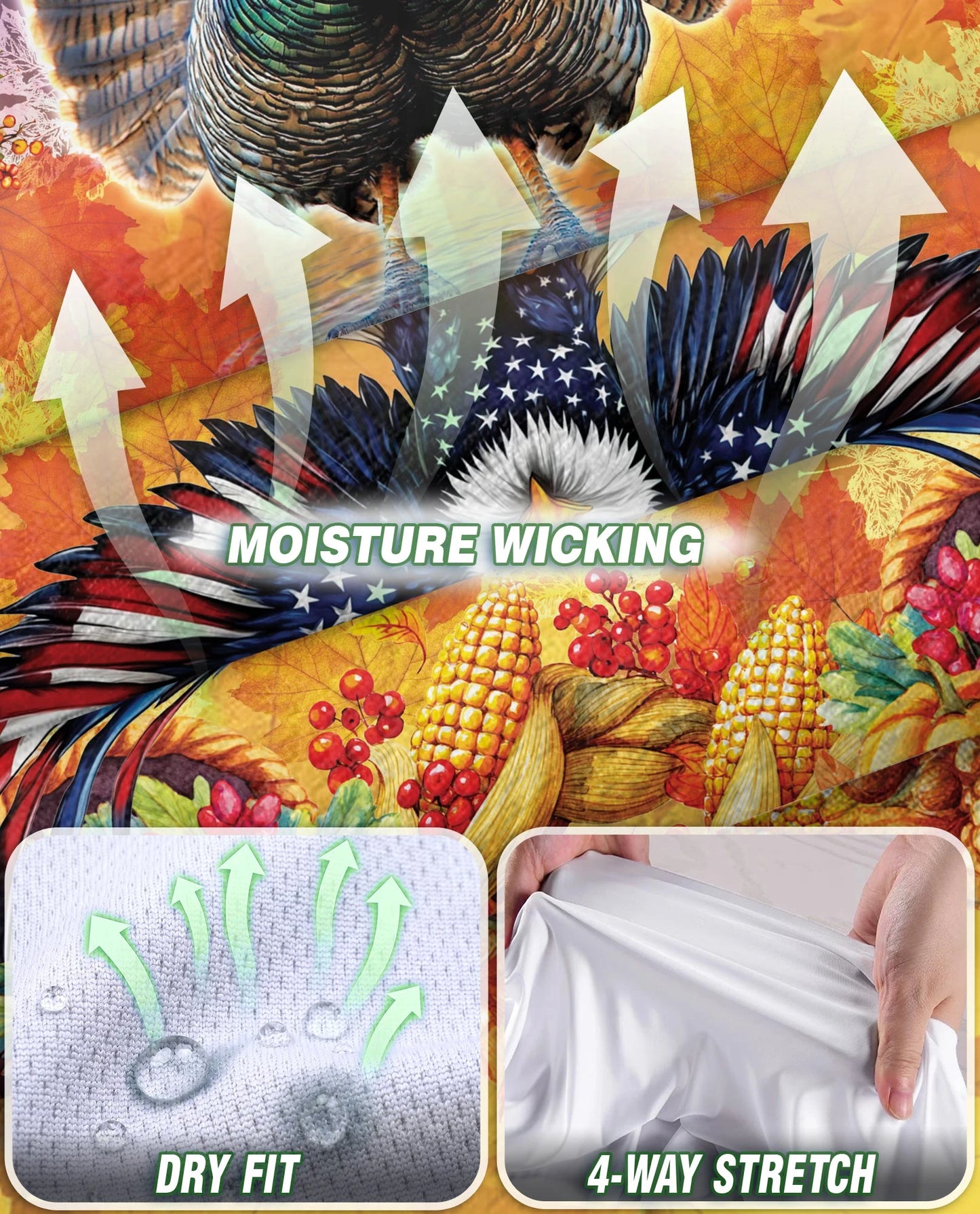 Turkey and Eagle Thanksgiving Sleeveless Polo Shirt for Women | Netecom