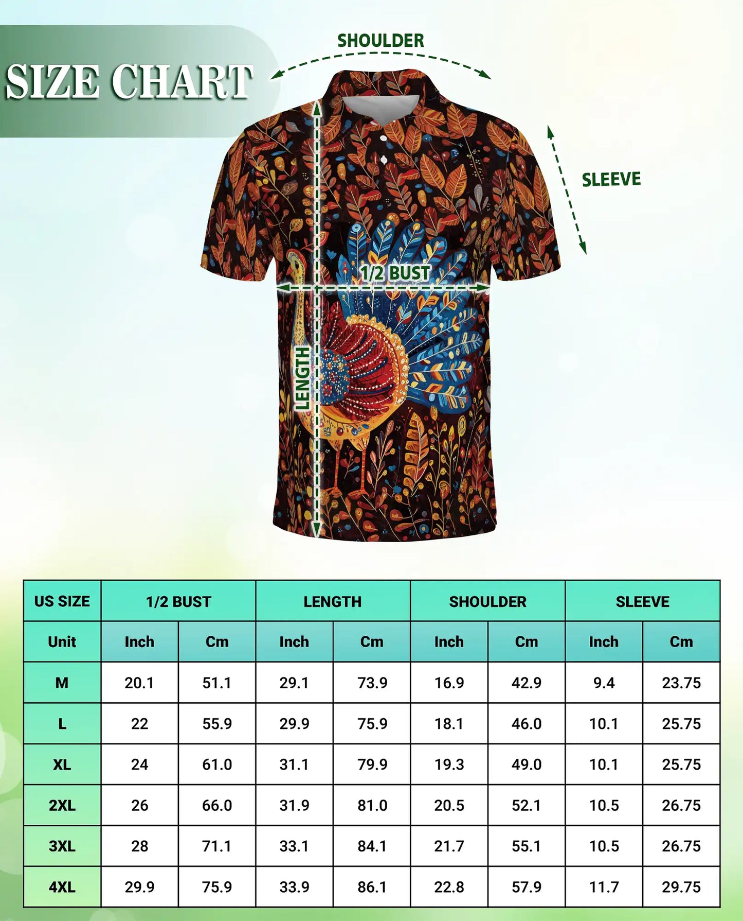 Colorful Turkey Fall 3D Polo Shirt for Men | Netecom