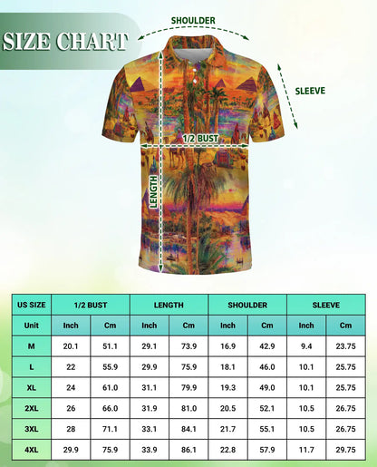 Egyptian Desert Pyramid 3D Polo Shirt for Men – Camel Oasis Travel Style | Netecom