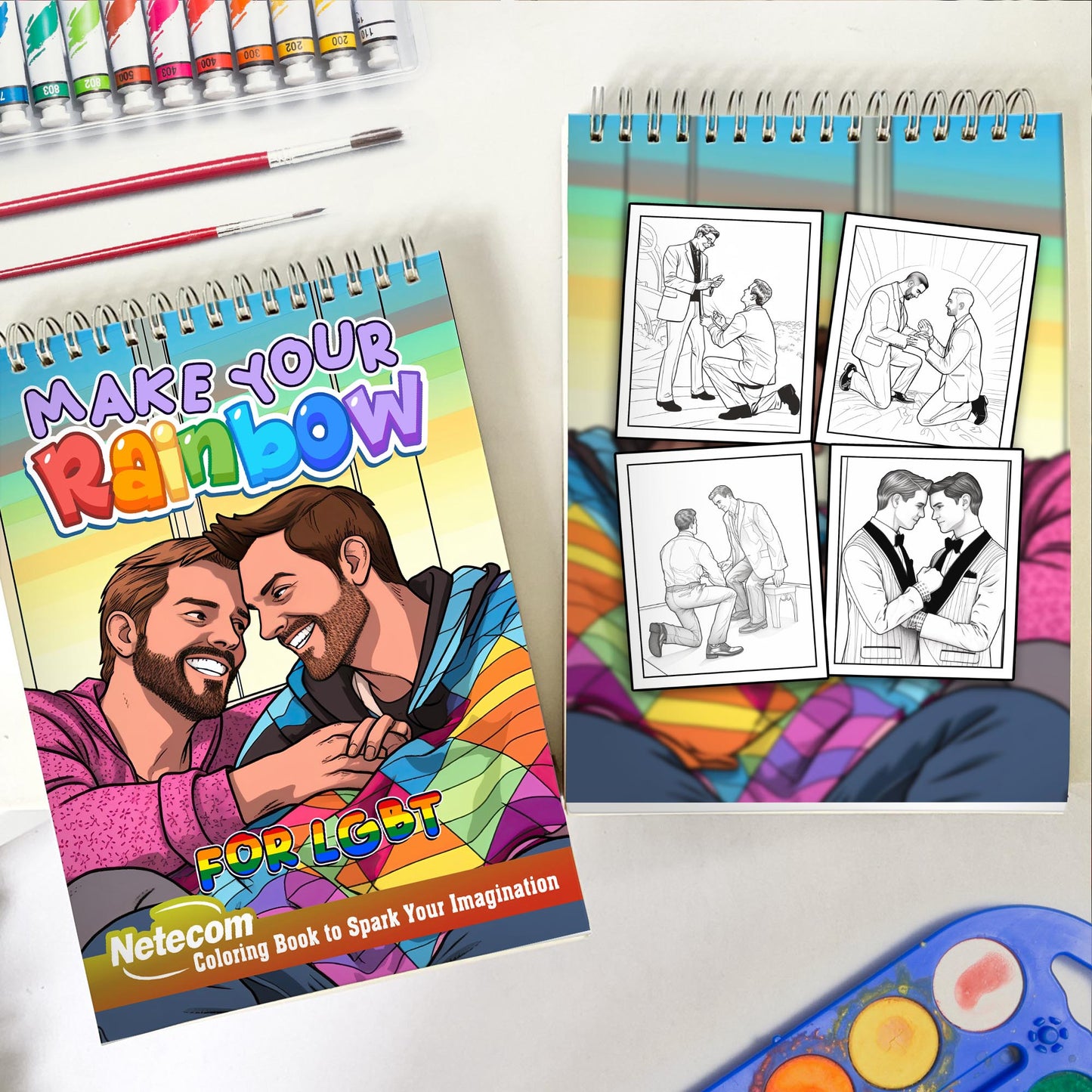 Make Your Rainbow Spiral Bound Coloring Book For LGBT, Immerse Yourself in 30 Empowering Coloring Pages, Celebrating LGBTQ+ Identity and Love