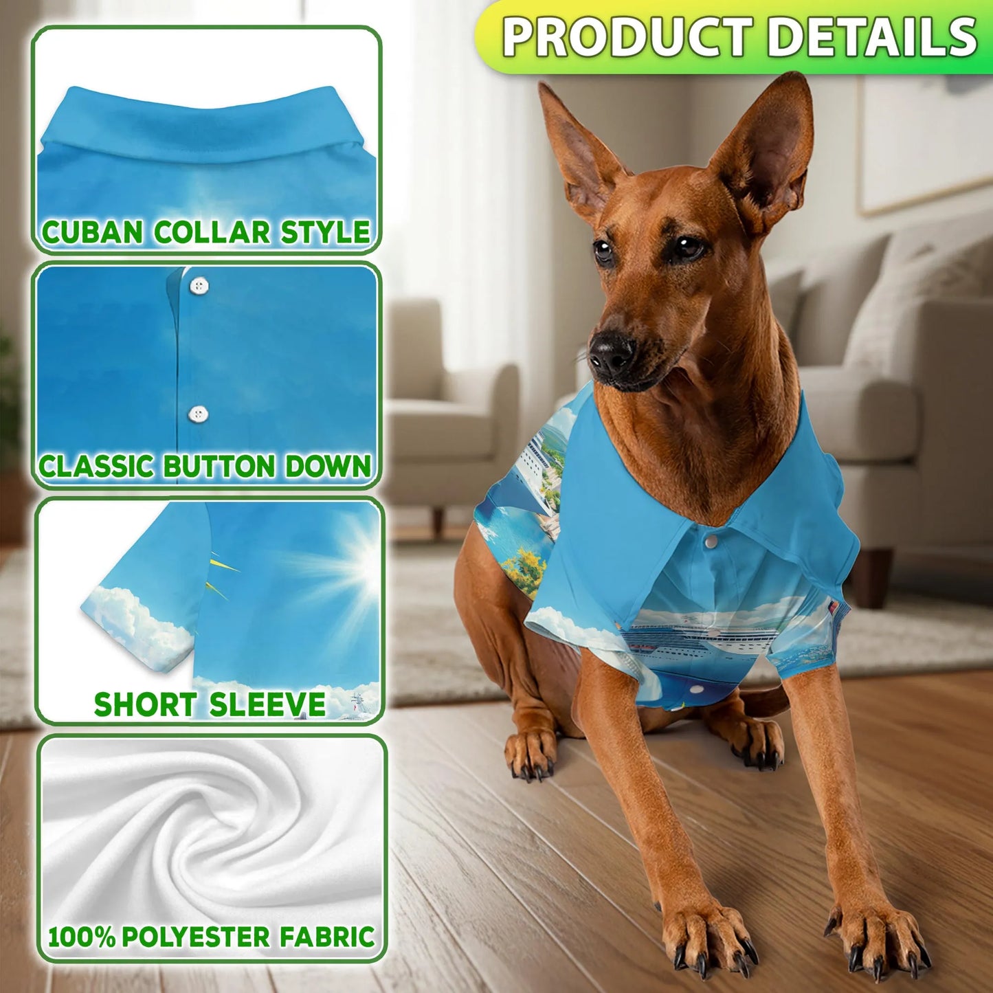 US Cruise Ship Travel Scene Hawaii Dog and Owner Matching Button Shirts