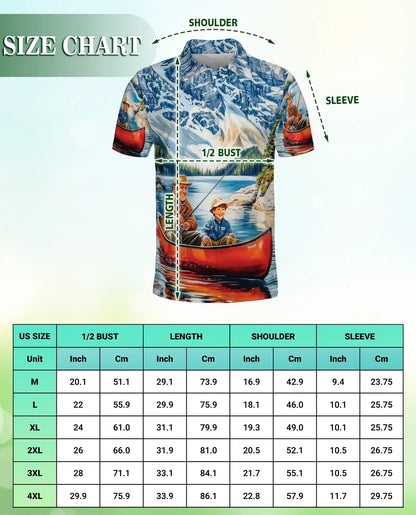 Fishing Adventure Polo Shirt – Mountain Lake Print | Netecom