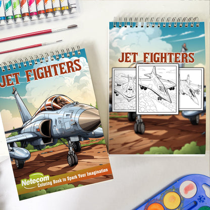 Jet Fighters Spiral Bound Coloring Book, Immerse Yourself in the Jet Fighters Coloring Book with 30 Captivating Illustrations of Fighter Jets