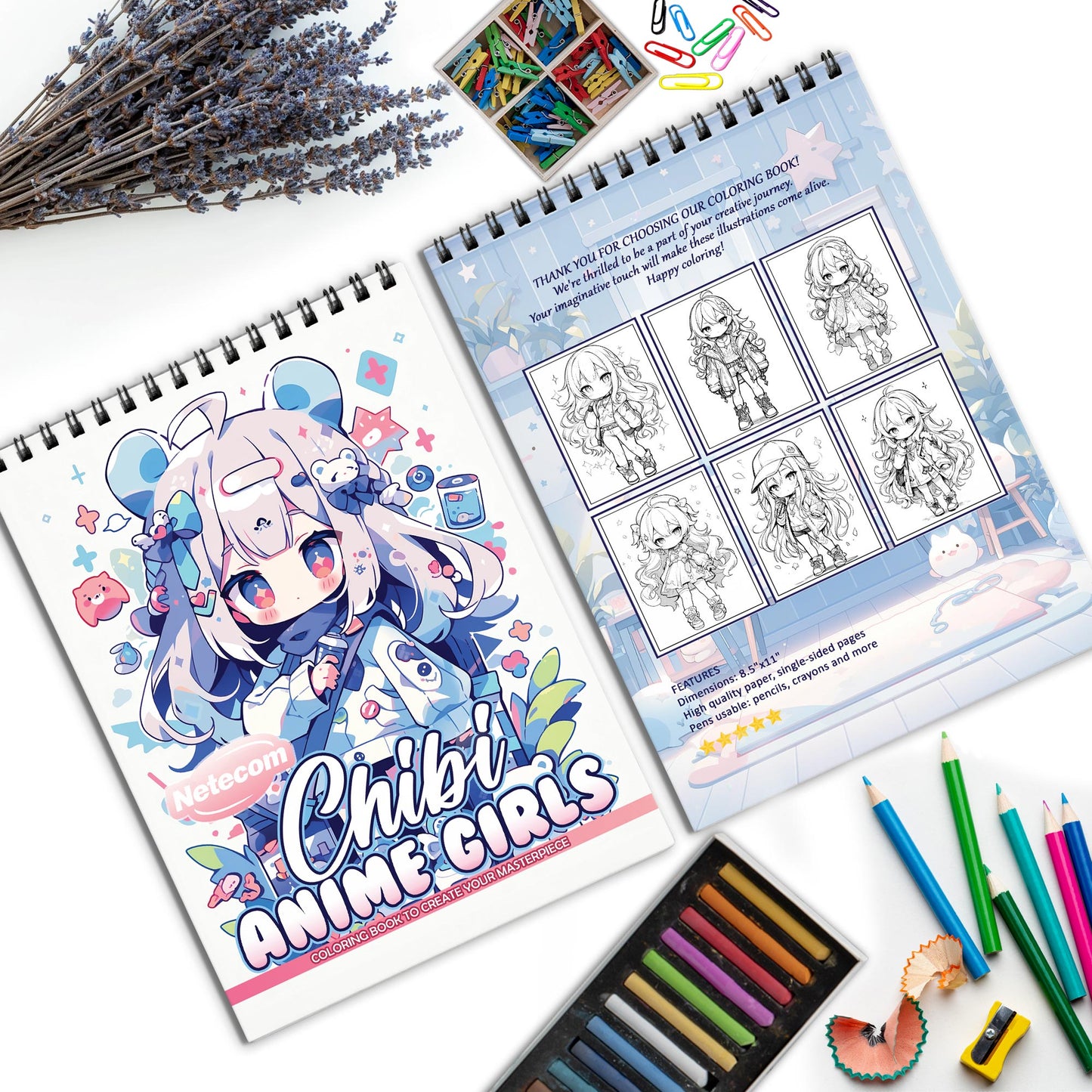 Anime Chibi Spiral Bound Coloring Book, Cute Anime Chibi Characters for a Kawaii and Fun Art Activity, Great for Anime Fans and Young Artists