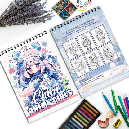 Anime Chibi Spiral Bound Coloring Book, Cute Anime Chibi Characters for a Kawaii and Fun Art Activity, Great for Anime Fans and Young Artists