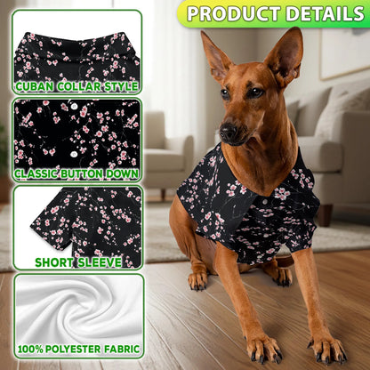 Cherry Blossom Floral Print Hawaii Dog and Owner Japanese Matching Button Shirts