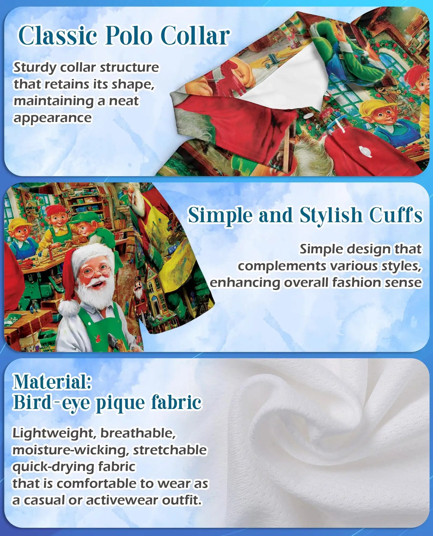 Santa Workshop 3D Polo Shirt for Men | Netecom