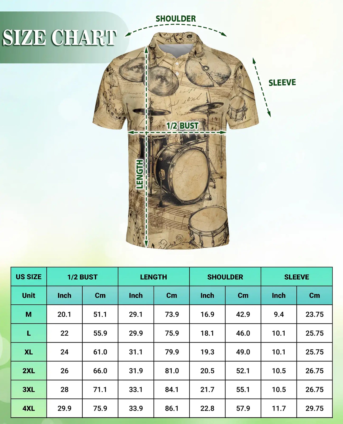 Drum Set Polo Shirt – Vintage Music Style | Netecom