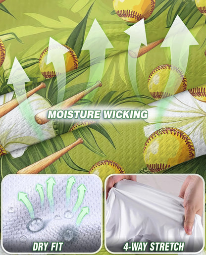 Green Softball and Baseball Bat Tropical Sleeveless Polo Shirt for Women | Netecom