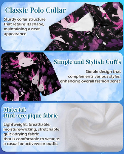 Purple Axolotl Polo Shirt for Men – Cute Aquatic Style | Netecom